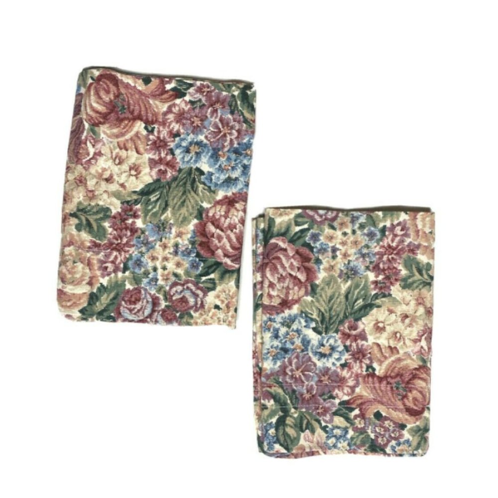 2 Vintage 80s Curtron Floral Valances Curtains